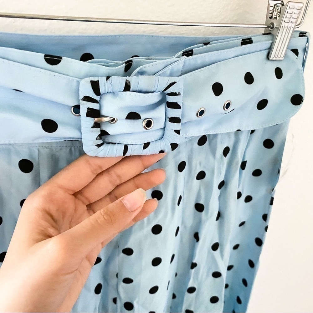 Faithfull Skirt Luda Buckle Belted Flounce Midi Vacation Sylve Dot Blue 6 M NWT - Picture 6 of 15